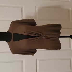 Sexy Olive Green Deep V Neck Blouse Size Large